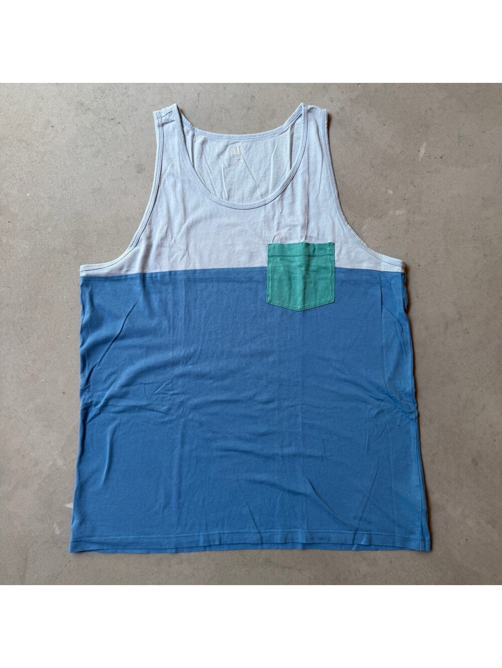 GAP Colorblock Tank Top with Green Pocket, Size Small